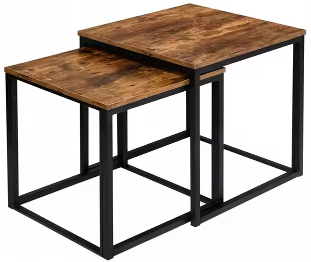 2-Tier Industrial Wood Center Table