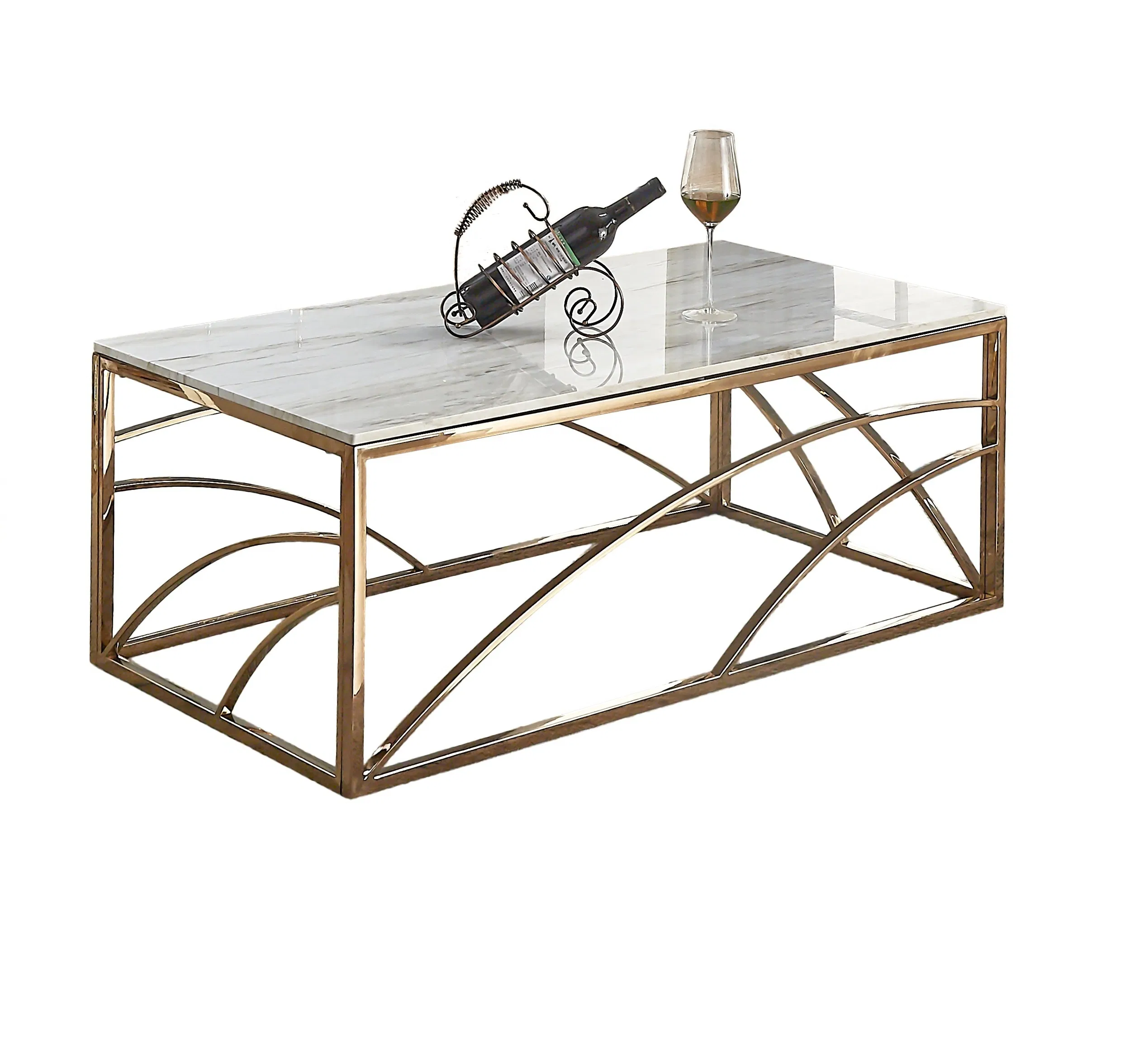 Glass Marble Steel Coffee Table