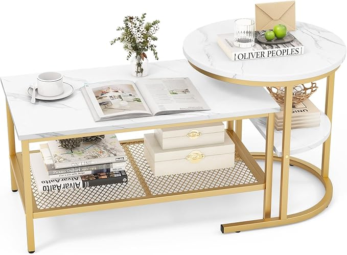 Marble Gold Side Table Set