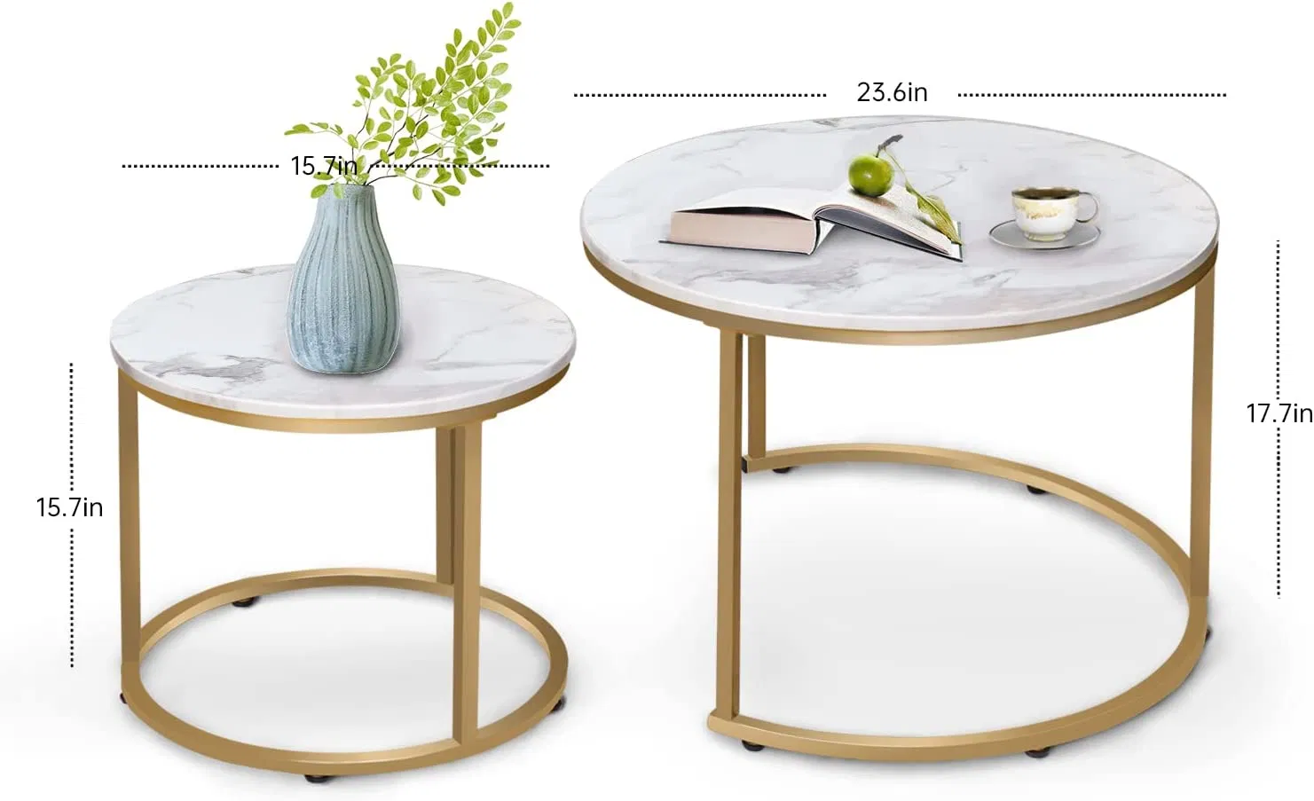 Marble Golden Frame Nesting Table
