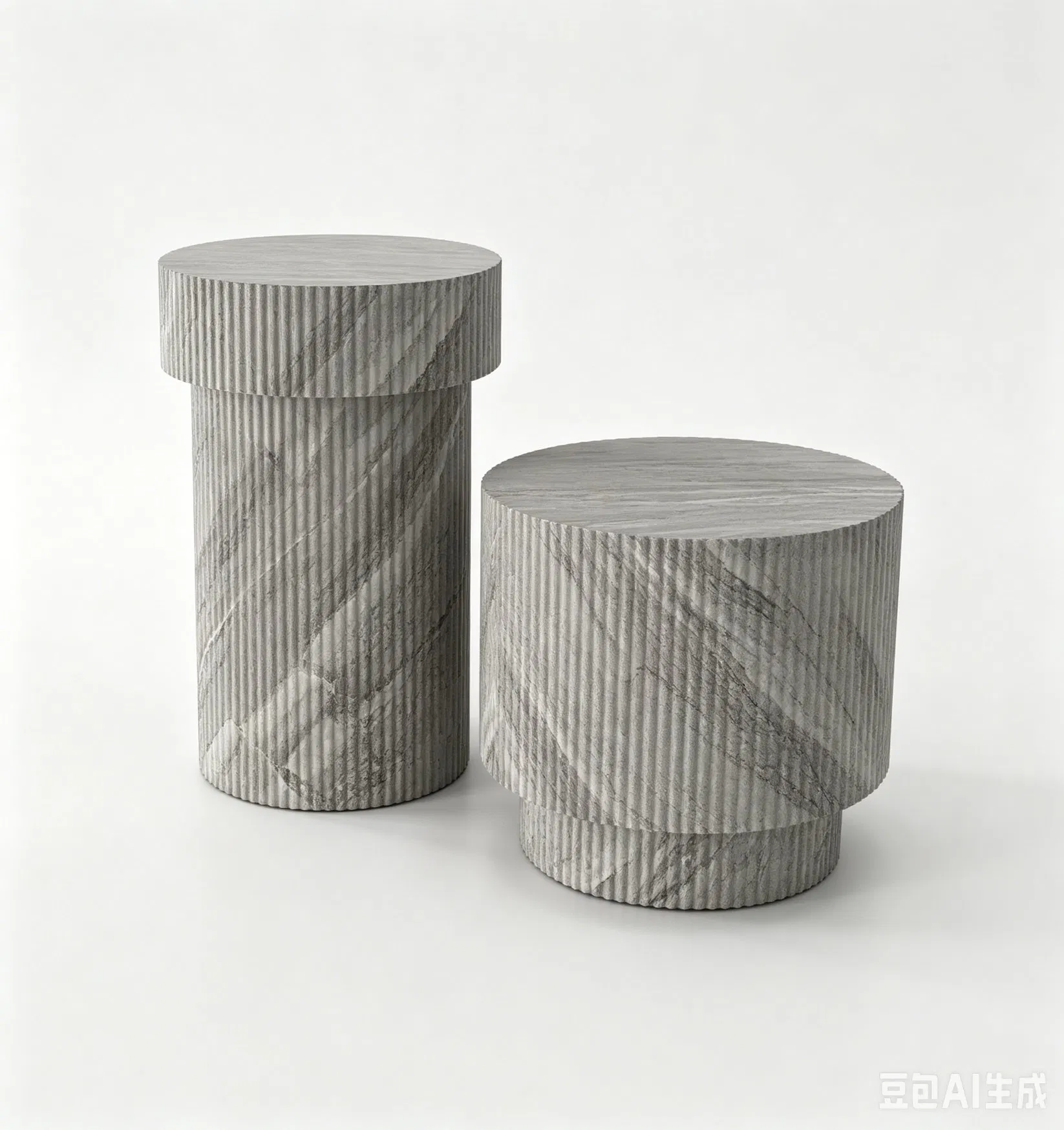 Travertine Fluted Nesting Table