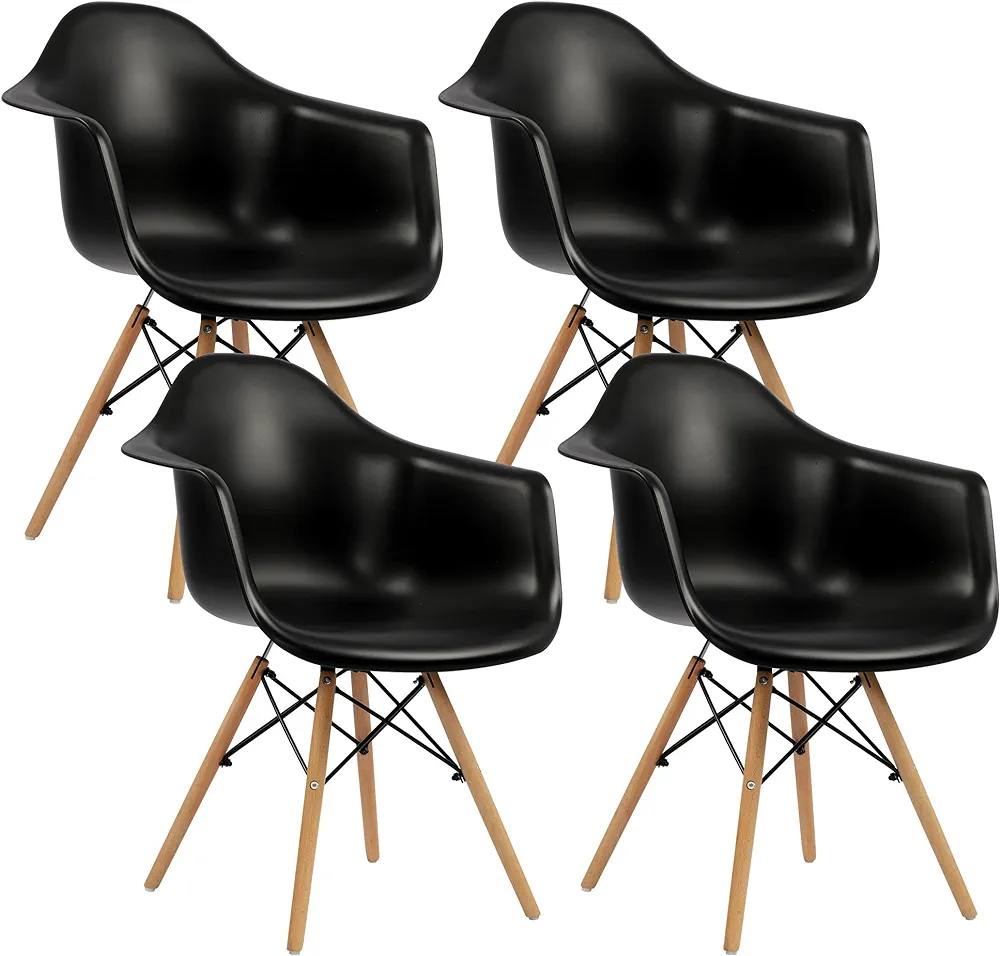 Eiffel Leg Arm Sided Chair (Black)