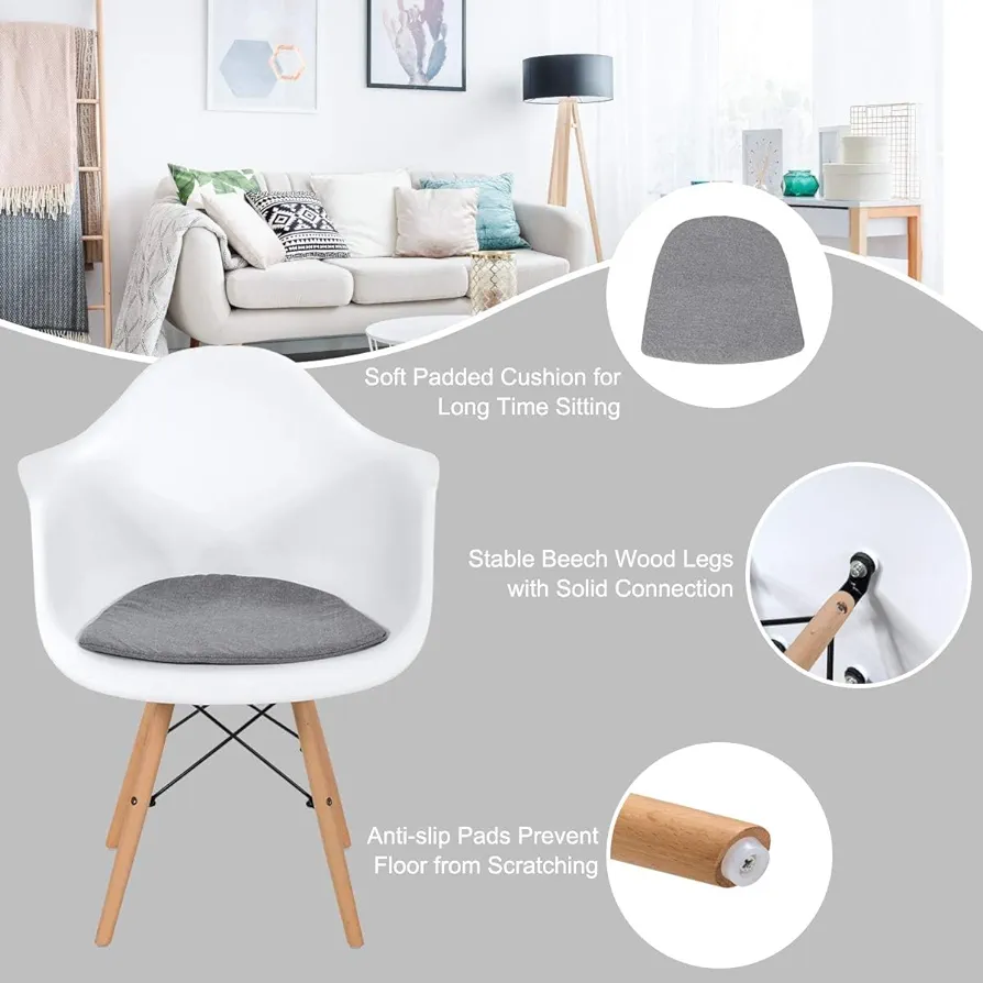 Eiffel Leg Arm Sided Chair (White)