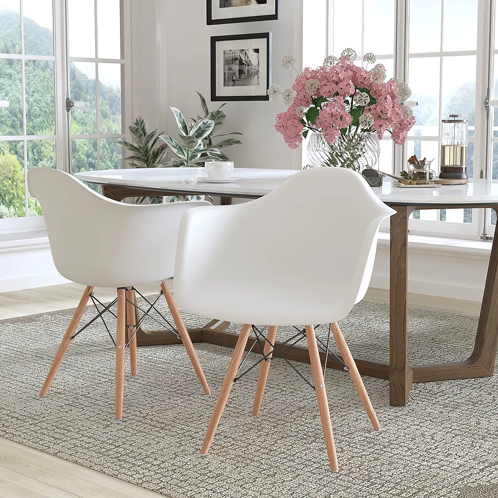 Eiffel Leg Arm Sided Chair (White)