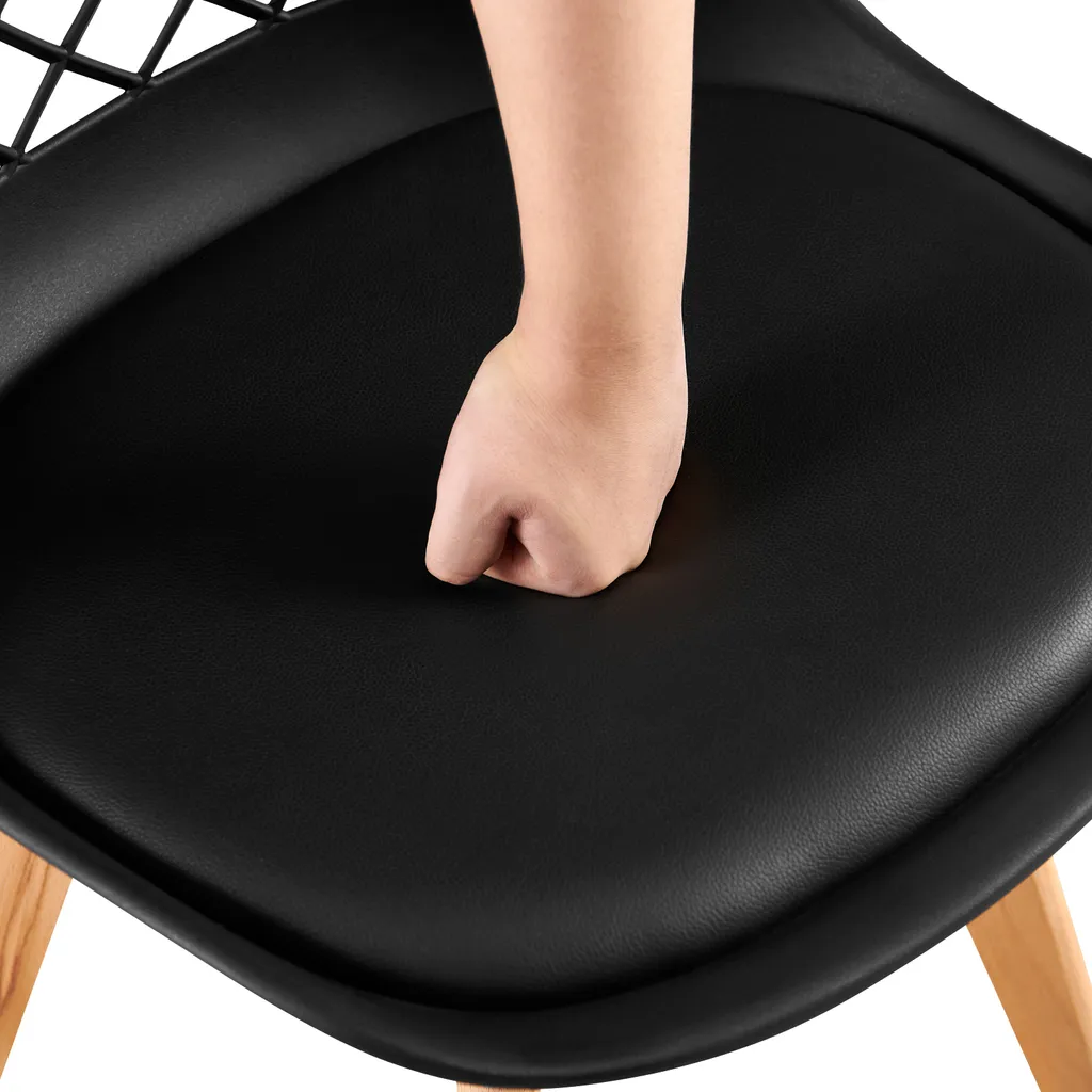 Mesh Back Style Cushion Seated Dining Chair (Black)