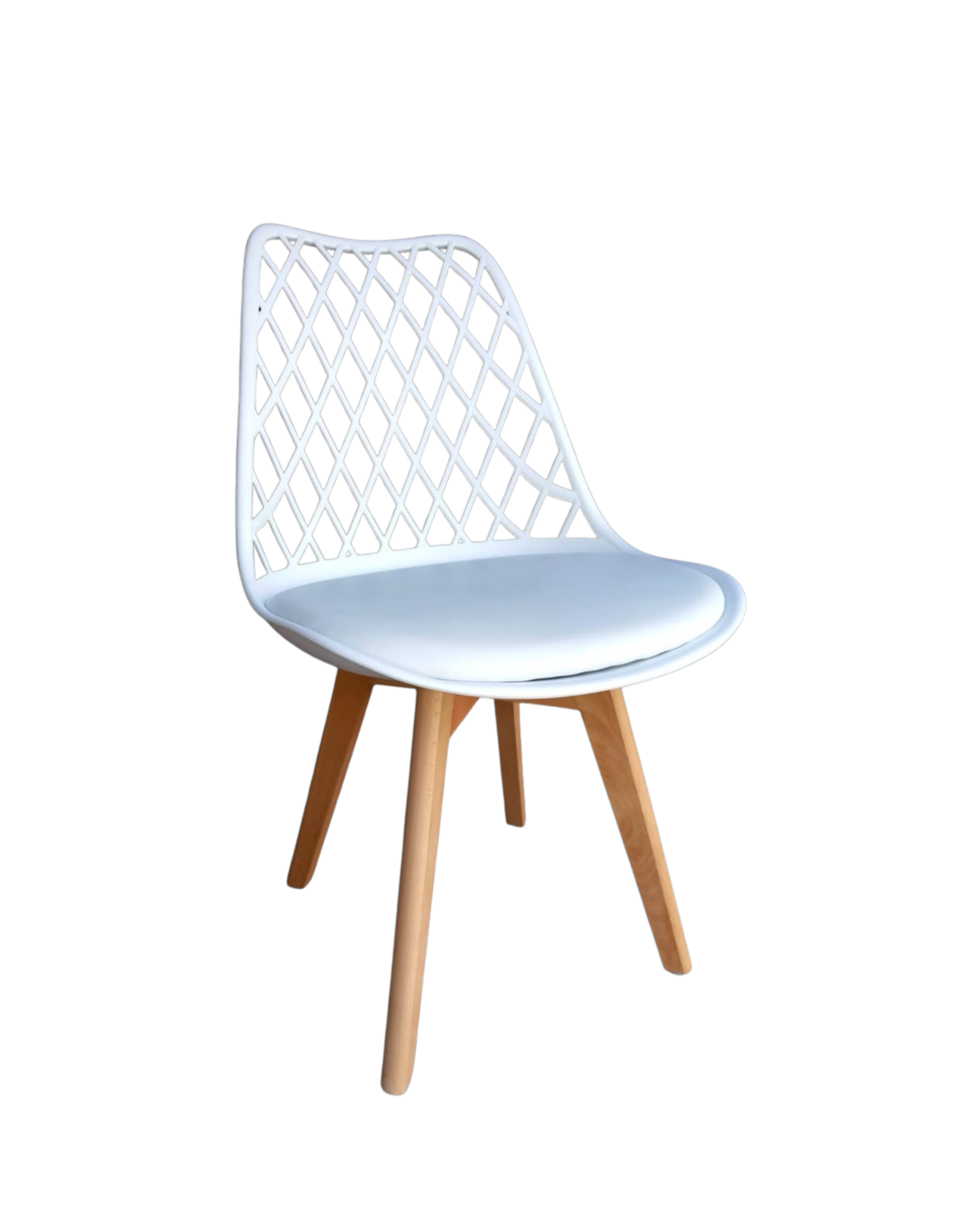 Mesh Back Style Cushion Seated Dining Chair (White)