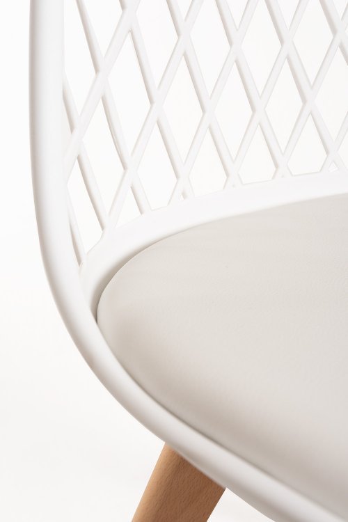 Mesh Back Style Cushion Seated Dining Chair (White)