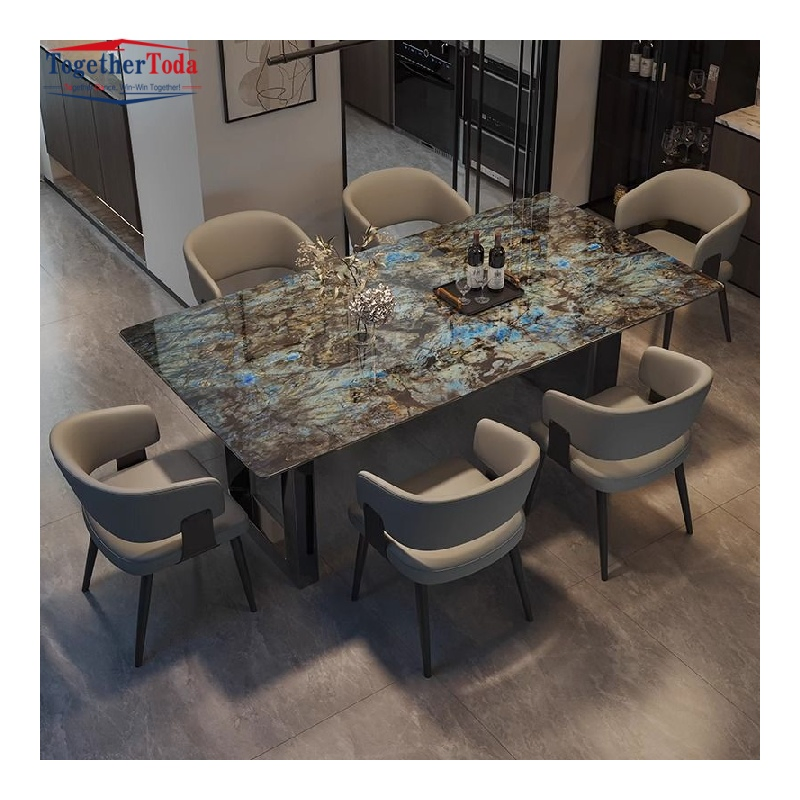 6-Seater Black Gold Marble Set