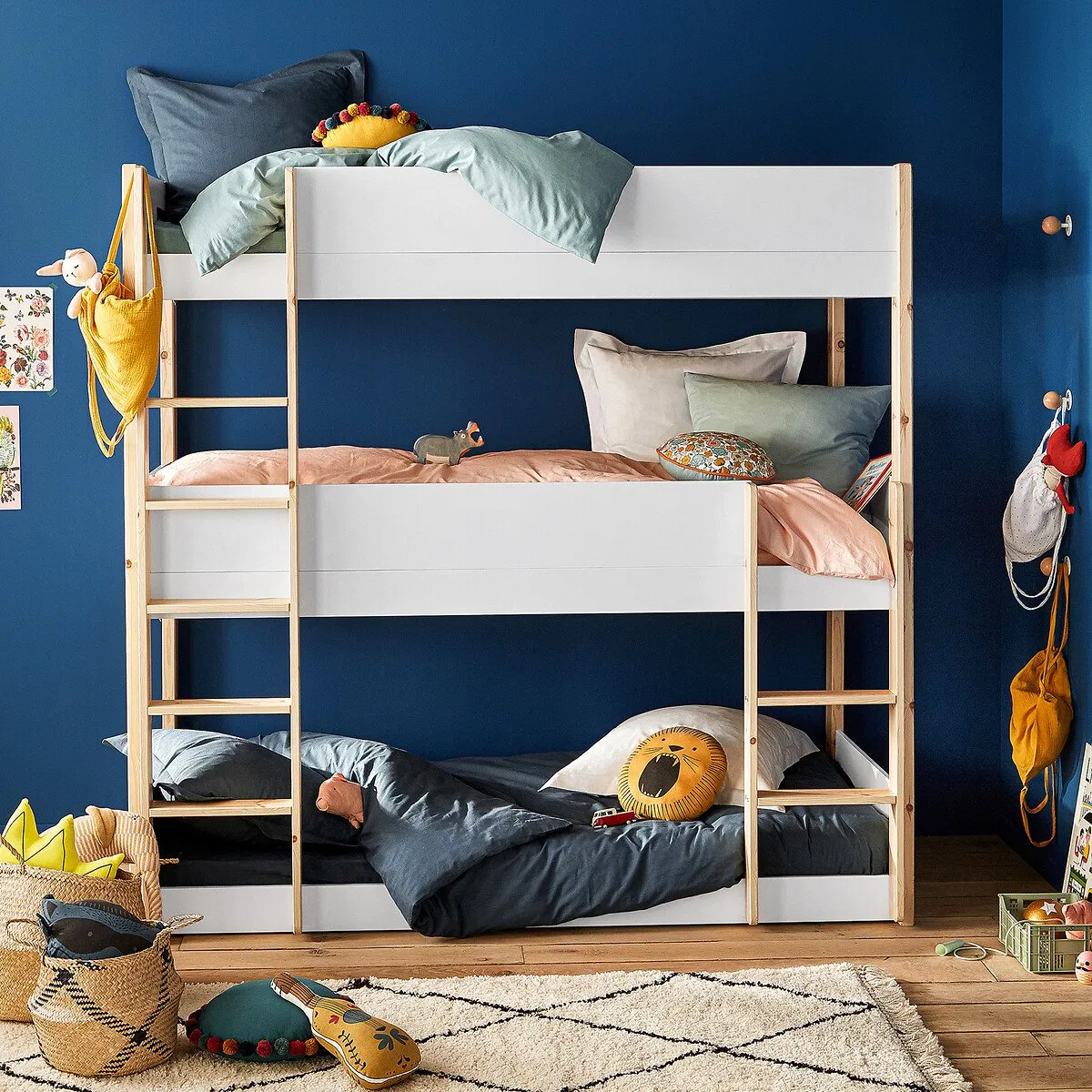 Solid Wood Triple Bunk Bed