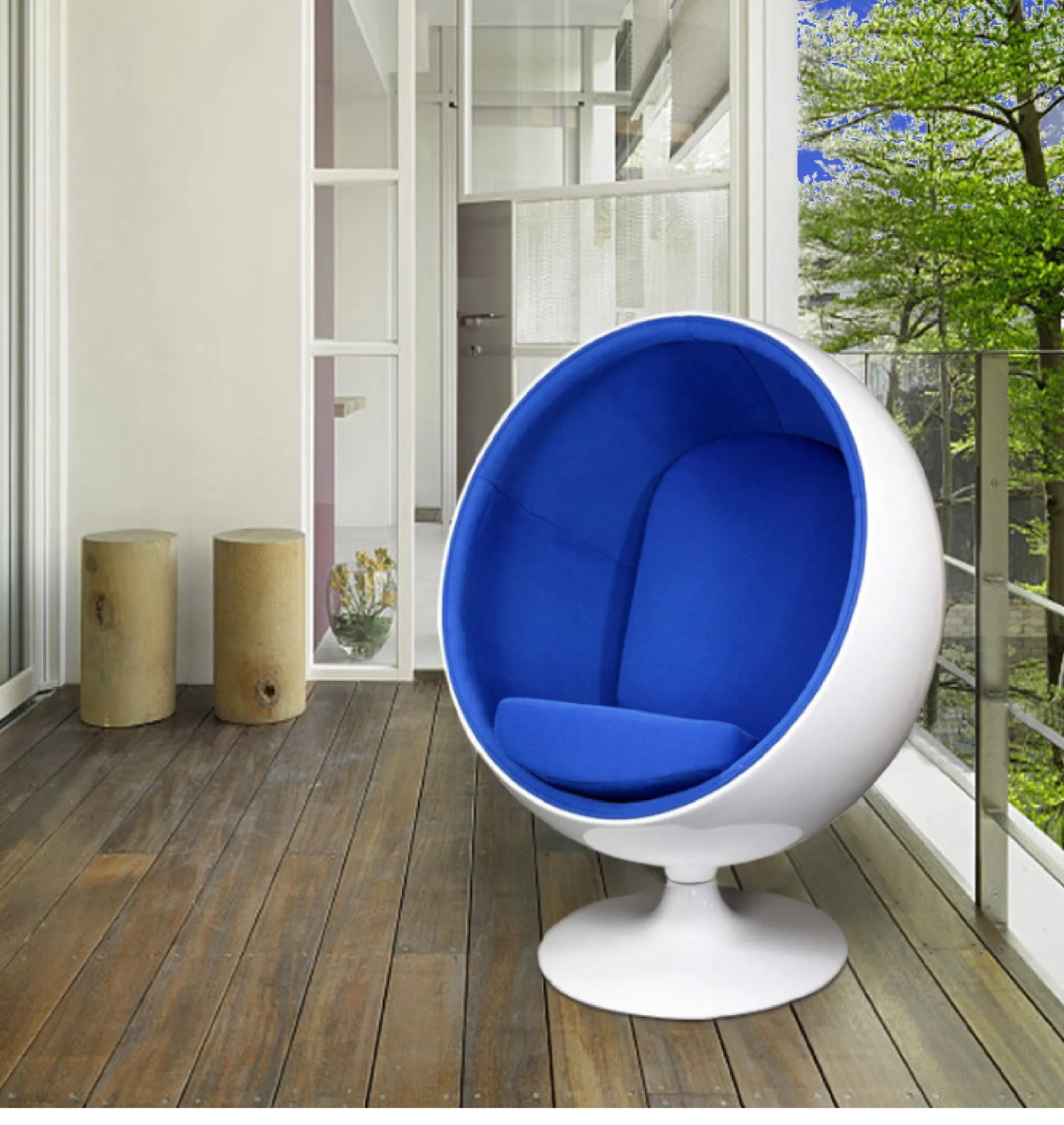 Round White Velvet Chair