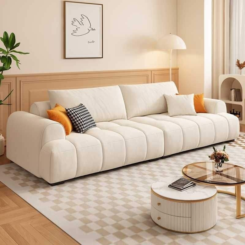 Cream White Puff Style Sofa