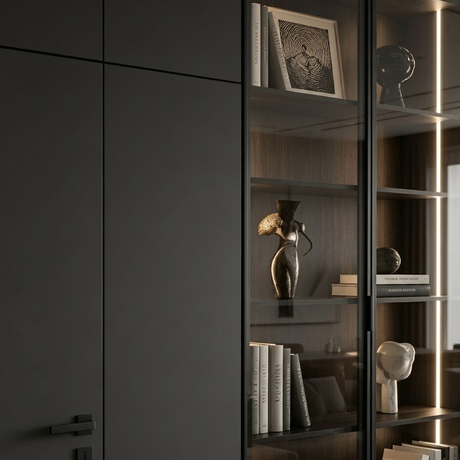 Dark TV Wall Cabinet with Showcase